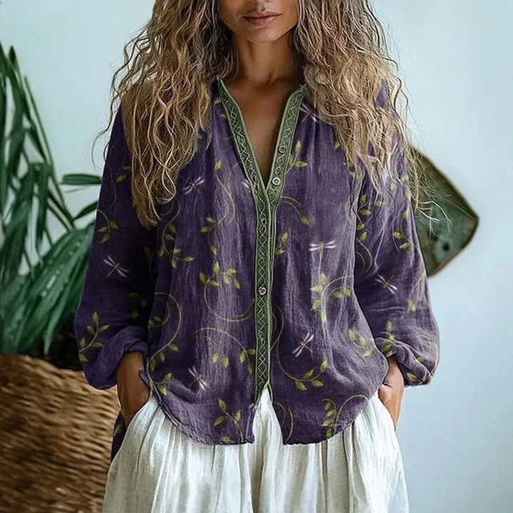 Boho | Floral Linen Blouse