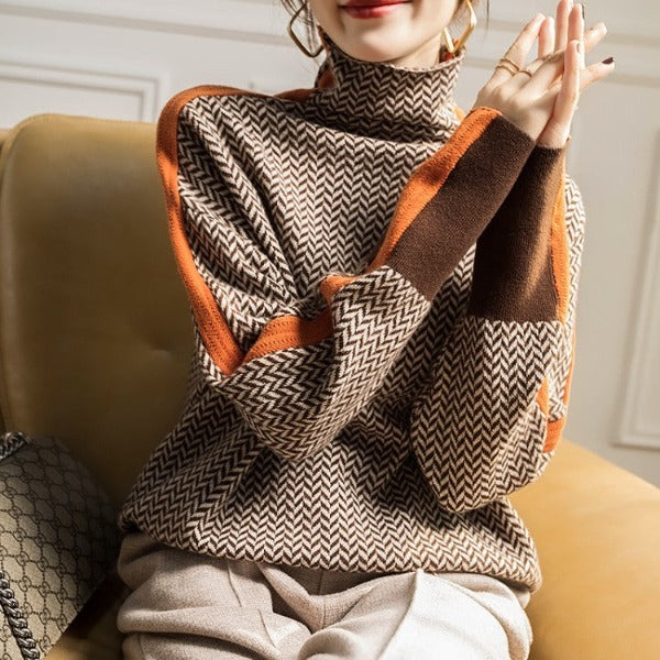Gia | Turtleneck With Striking Contrasting Stripes