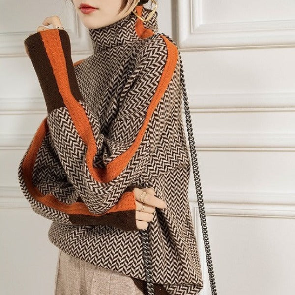 Gia | Turtleneck With Striking Contrasting Stripes