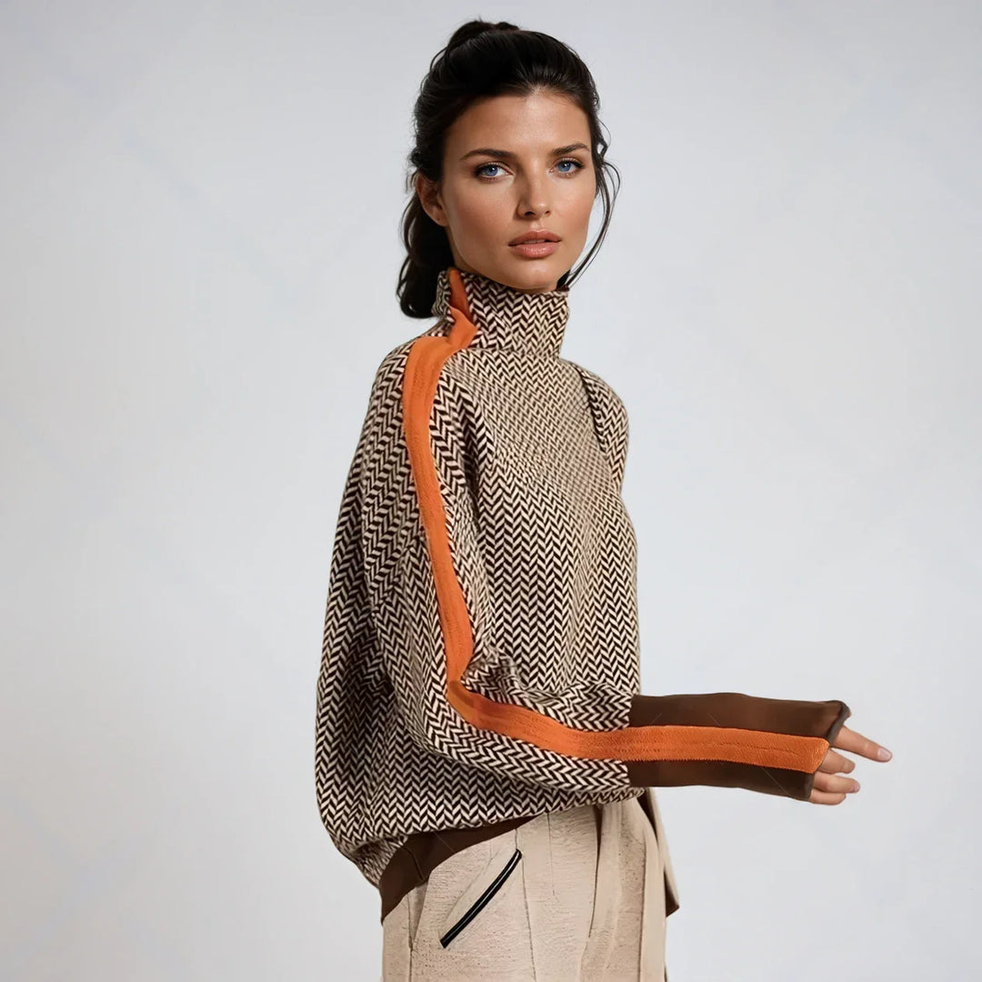 Gia | Turtleneck With Striking Contrasting Stripes