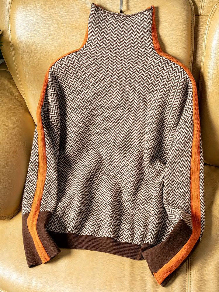 Gia | Turtleneck With Striking Contrasting Stripes