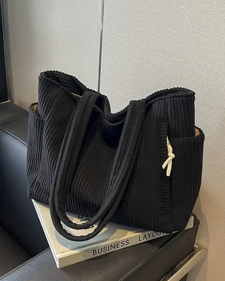 Tilda | Ribbed Tote Bag with Drawstring Detail