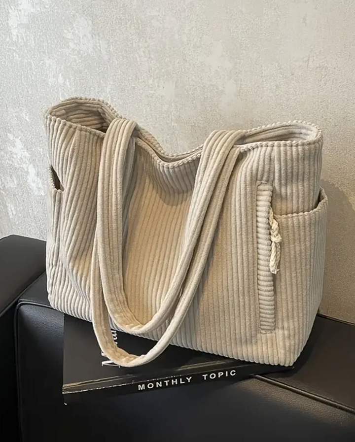 Tilda | Ribbed Tote Bag with Drawstring Detail