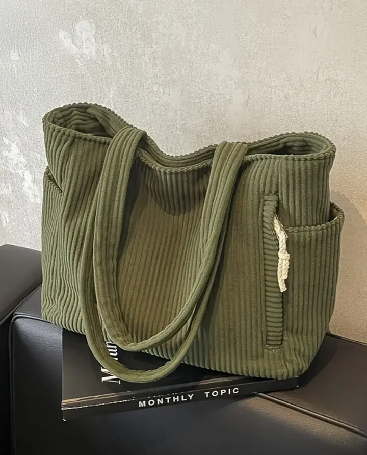 Tilda | Ribbed Tote Bag with Drawstring Detail