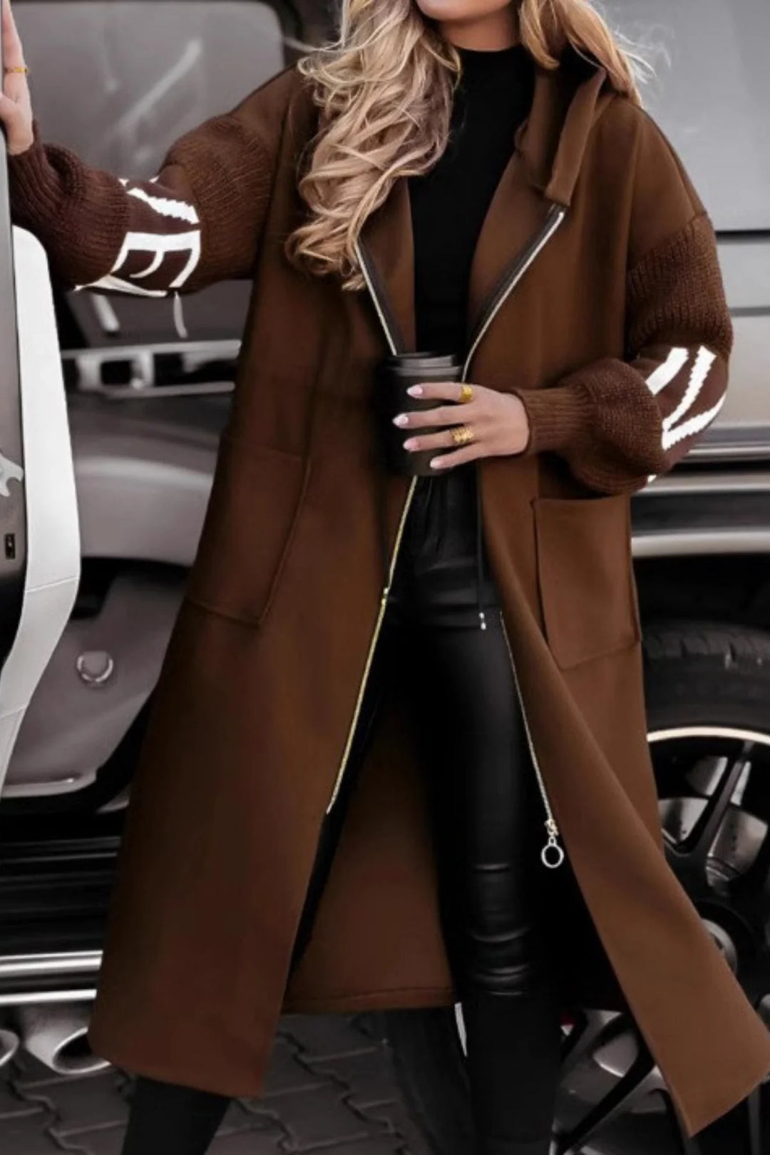 Paula | Knitted Sleeves and Hood Jacket