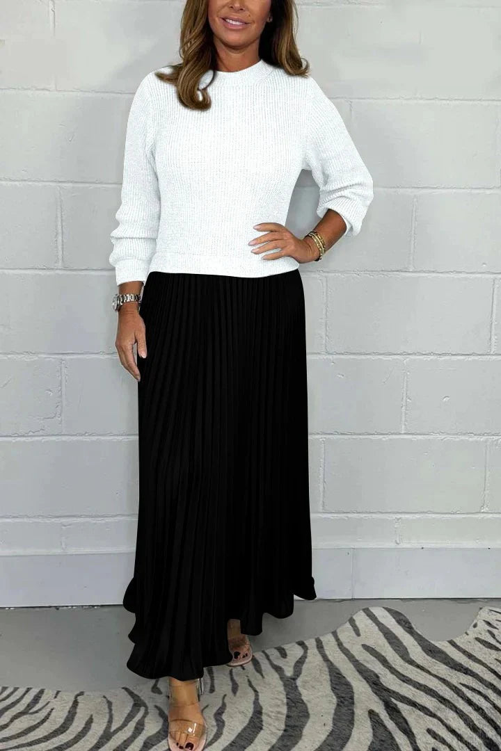 Claudia | Maxi Dress Sweater and Pleated Skirt